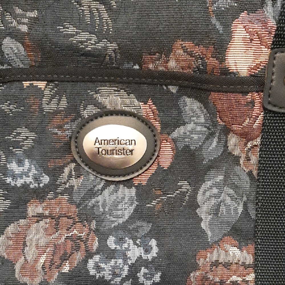 American Tourister Black and Brown Floral Travel Bag